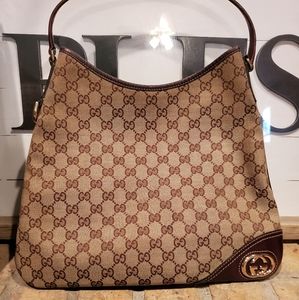 Gucci New Britt Hobo Brown Canvas 👜 EUC